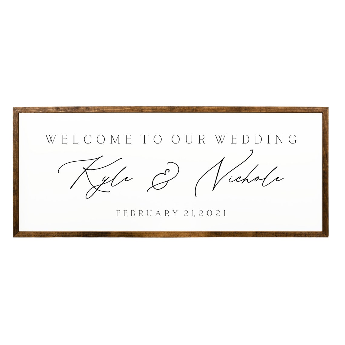 Welcome To Our Wedding Personalized Script Names Farmhouse Sign Poster