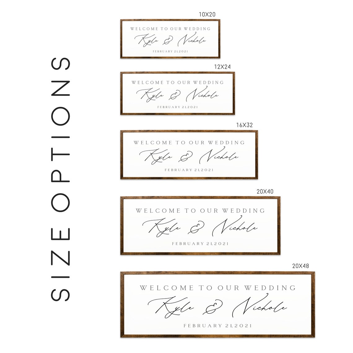 Welcome To Our Wedding Personalized Script Names Farmhouse Sign Poster - Image 2