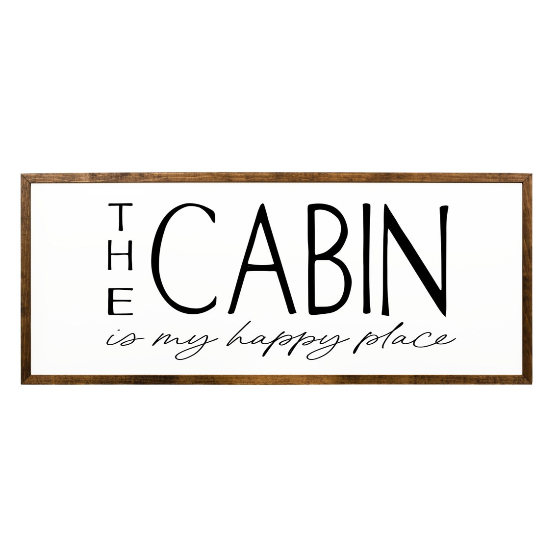 The Cabin Is My Happy Place Rustic Cabin Decor Wood Sign Wall Art - Image 2