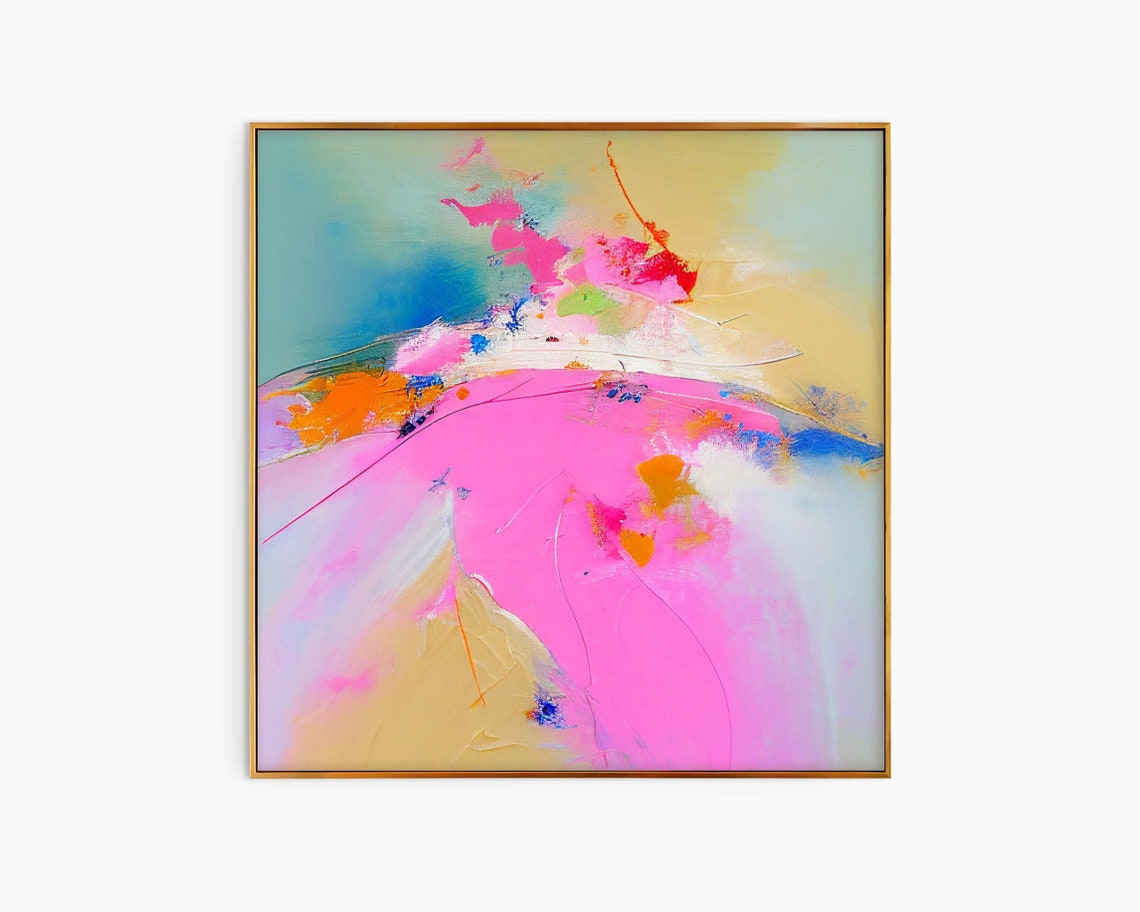 Blush Pink and Beige Minimal Abstract Square Modern Art Poster - Image 3