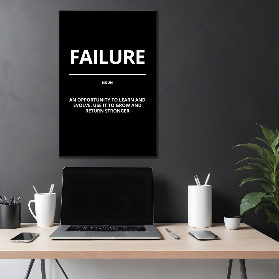 Failure Noun Definition Minimalist Black Motivational Quote Poster - Image 4