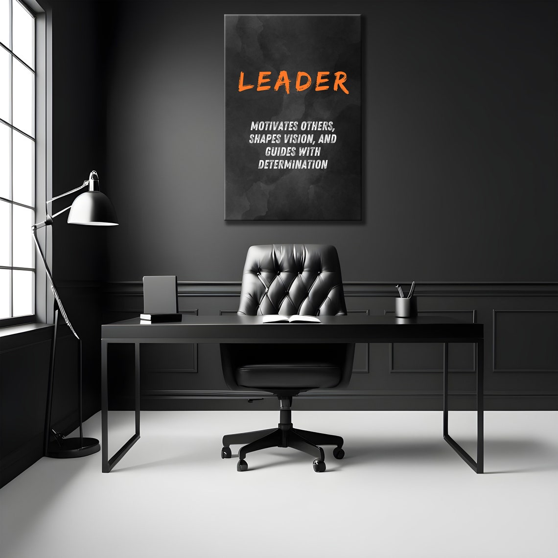 Leader Orange Brushstroke Dictionary Definition Motivational Poster - Image 4