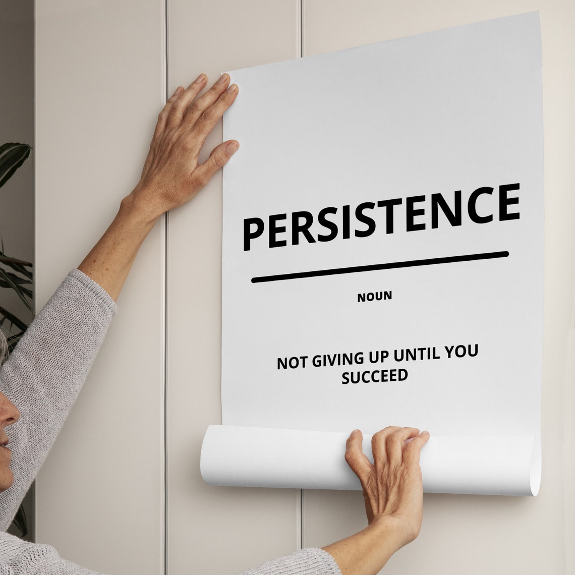 Persistence Definition Noun Never Give Up Minimalist White Poster - Image 2