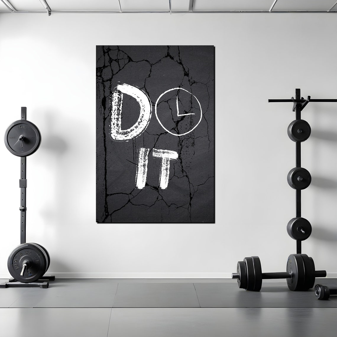 Do It Chalk Hand Lettering Clock Cracked Concrete Motivational Poster - Image 2