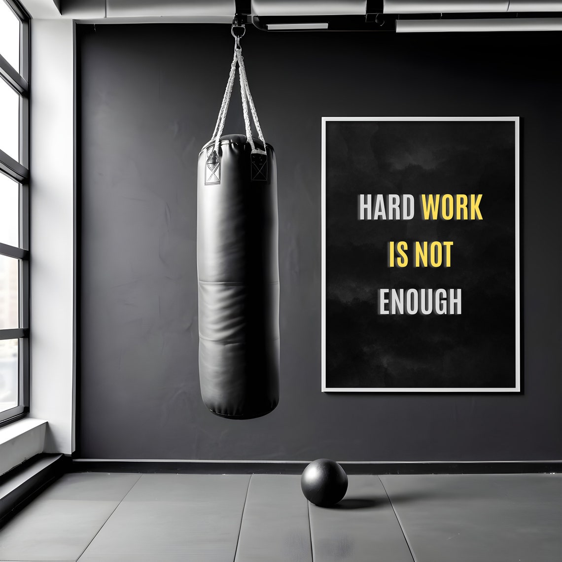 Hard Work Is Not Enough Gold Accent Grunge Black Quote Poster - Image 3