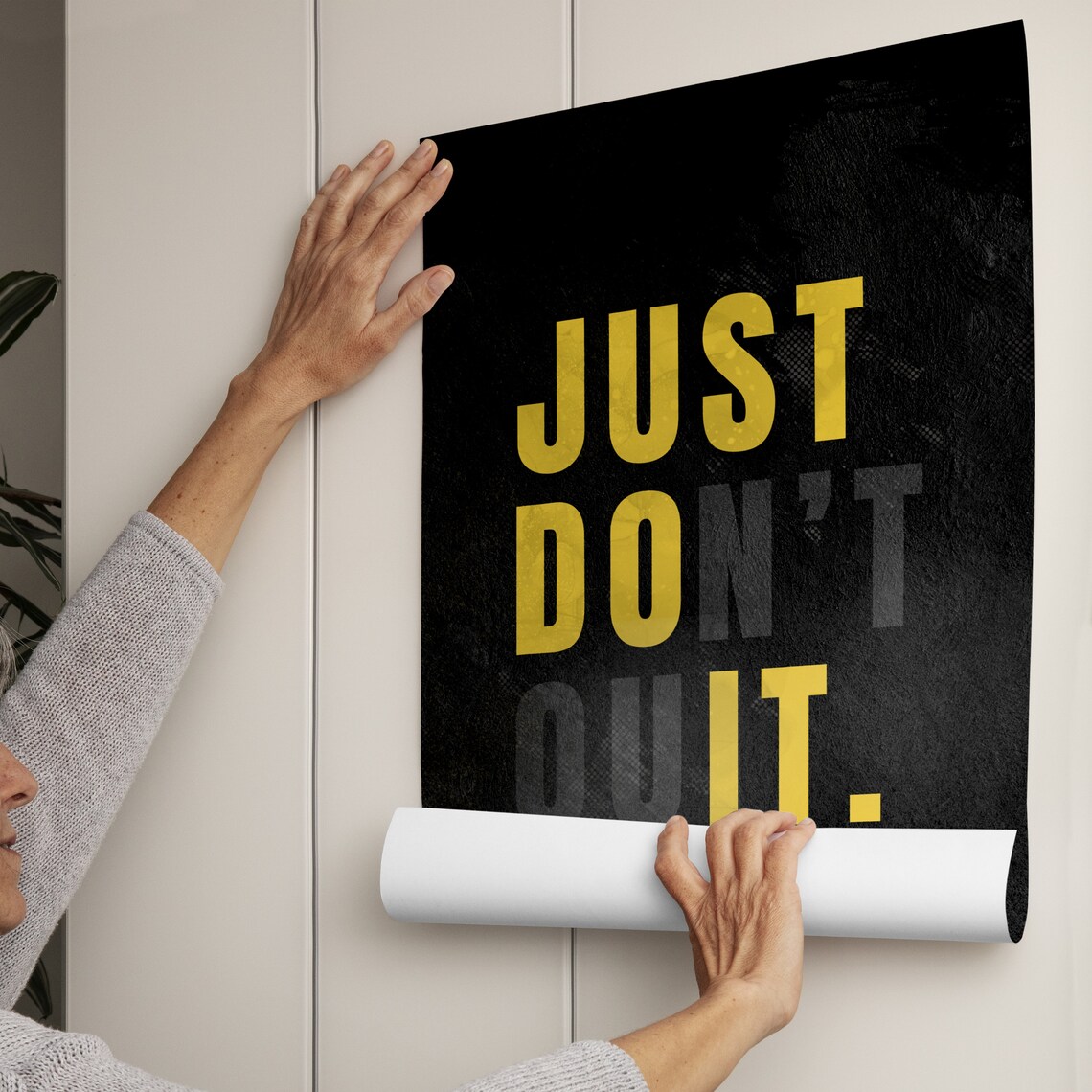 Just Don't Quit Gold Bold Letters Black Motivation Gym Quote Poster - Image 3