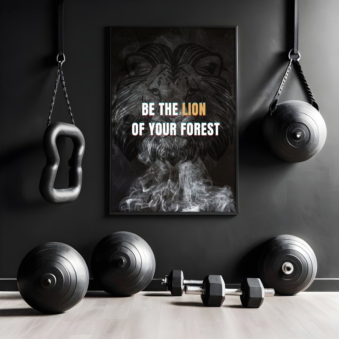 Be The Lion Of Your Forest Smoky Lion Quote Gym Office Poster - Image 2