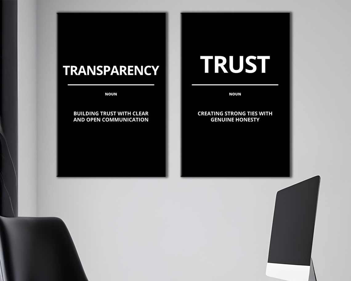 Transparency Definition Noun Open Communication Black Poster - Image 4