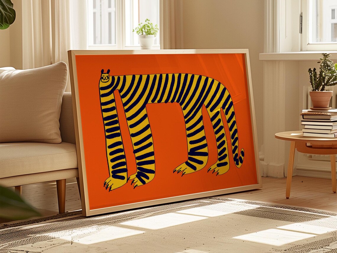 Tiger Art Print, Bright Home Decor Illustration