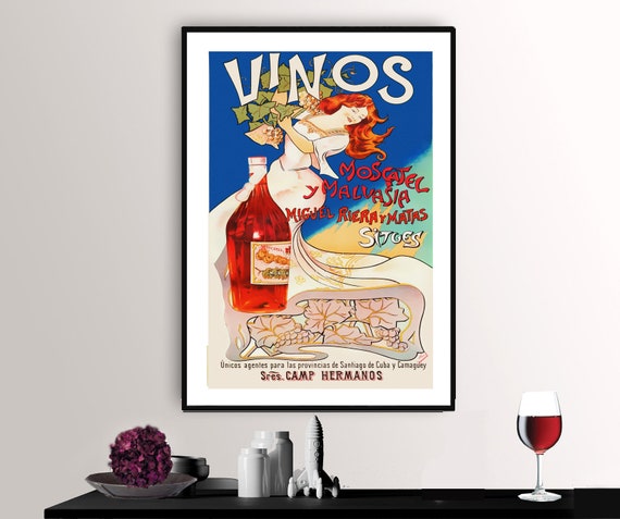 Vinos Moscatel Vintage Fooddrink Poster Poster Paper Or Print Gift Idea Wall Decor