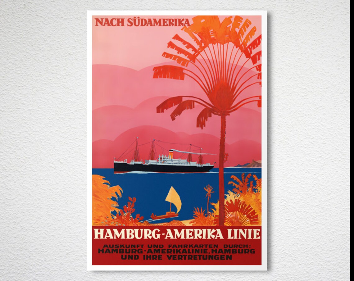 Hamburg Amerika Linie Nach Sdamerika Vintage Travel Poster - Image 2