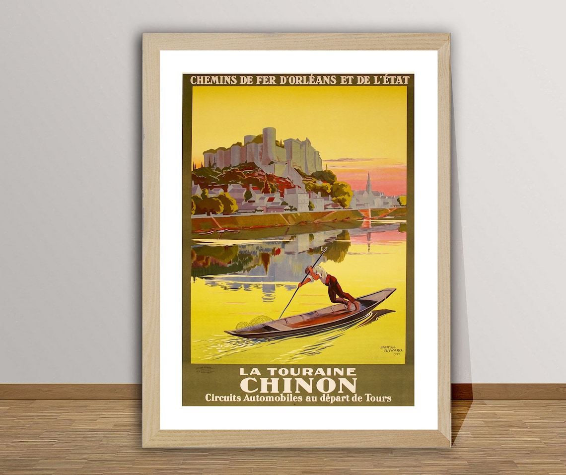 La Touraine Chinon Circuit Automobiles Vintage Travel Poster