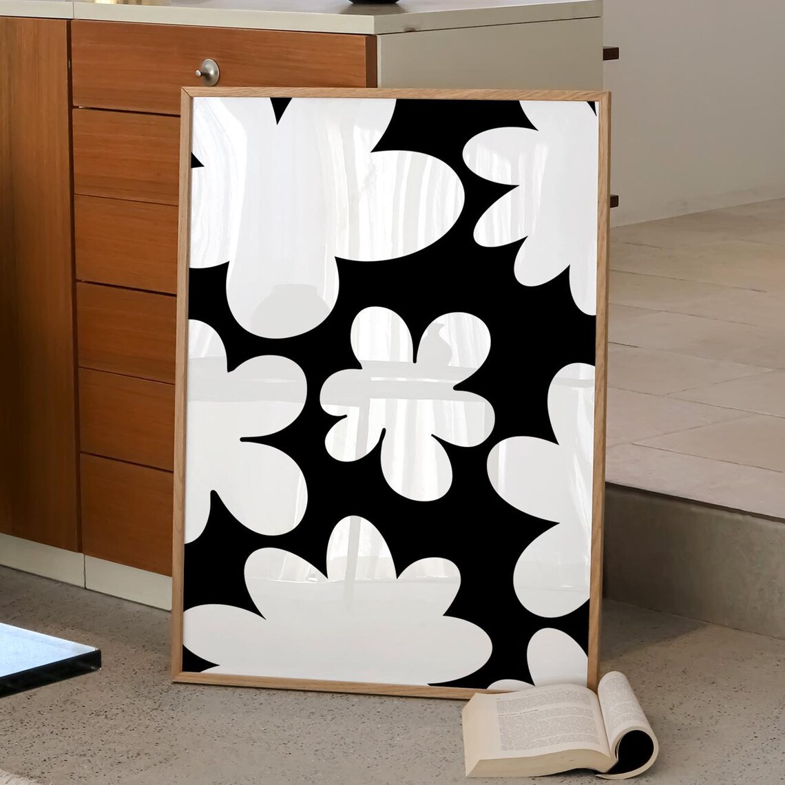 Floral Botanical Abstract Print, Monochrome Decor - Image 3