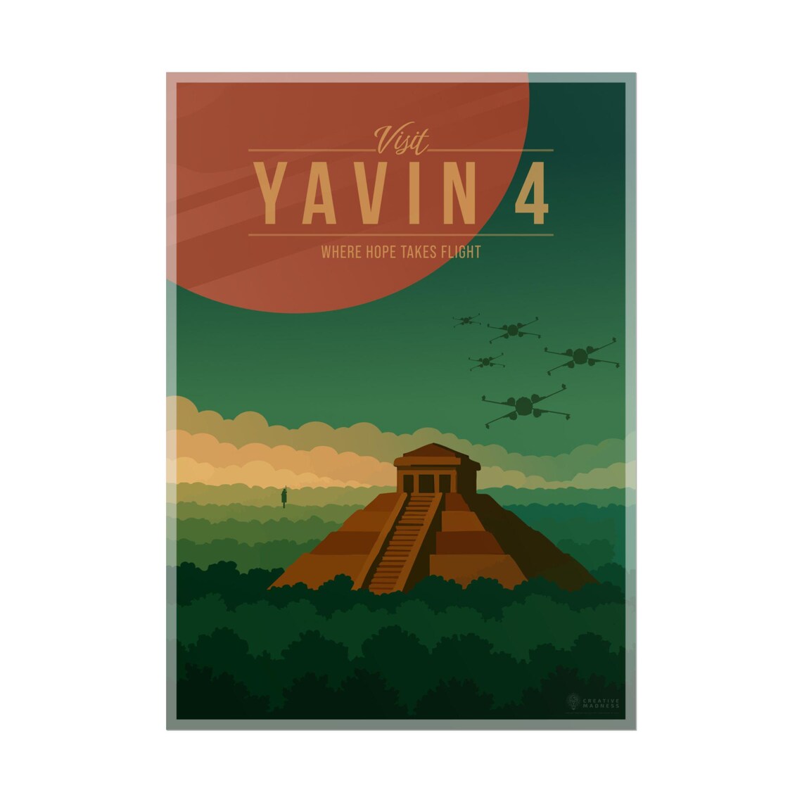 Yavin 4 Galactic Travel Poster, Sci-Fi Travel Poster