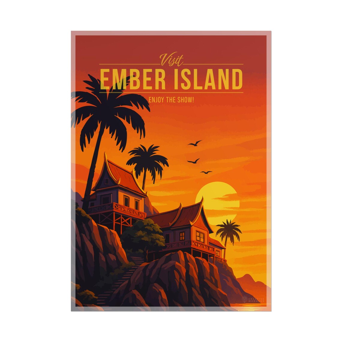 Visit Ember Island Avatar Sunset Beach Vintage Travel Poster