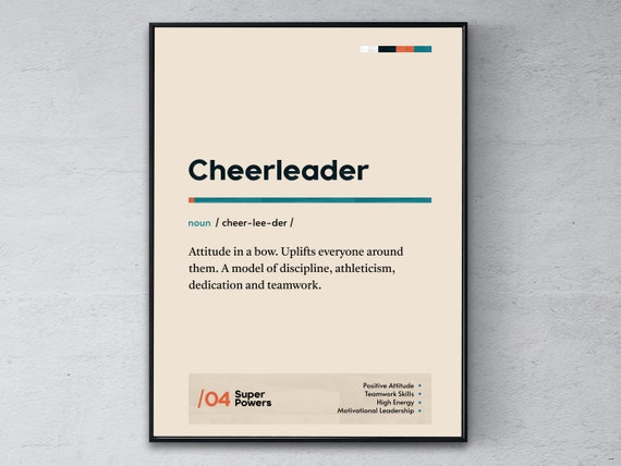 Cheerleader Definition Poster Booster Graduation Print Rallier Coworker Wall Art Funny Modern Office Gift