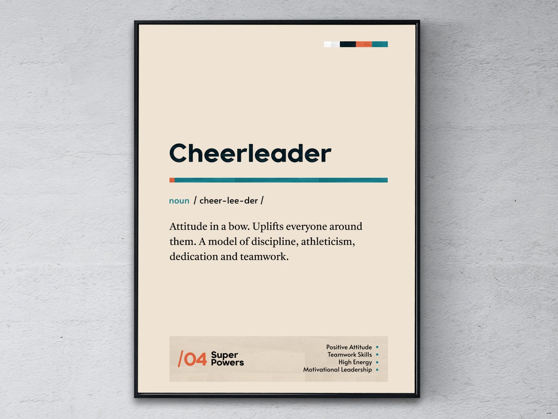 Cheerleader Definition Cream Minimalist Dictionary Style Office Poster