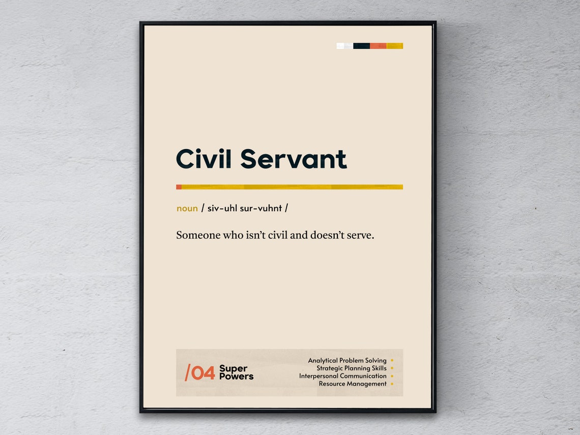 Civil Servant Funny Dictionary Definition Super Powers Poster
