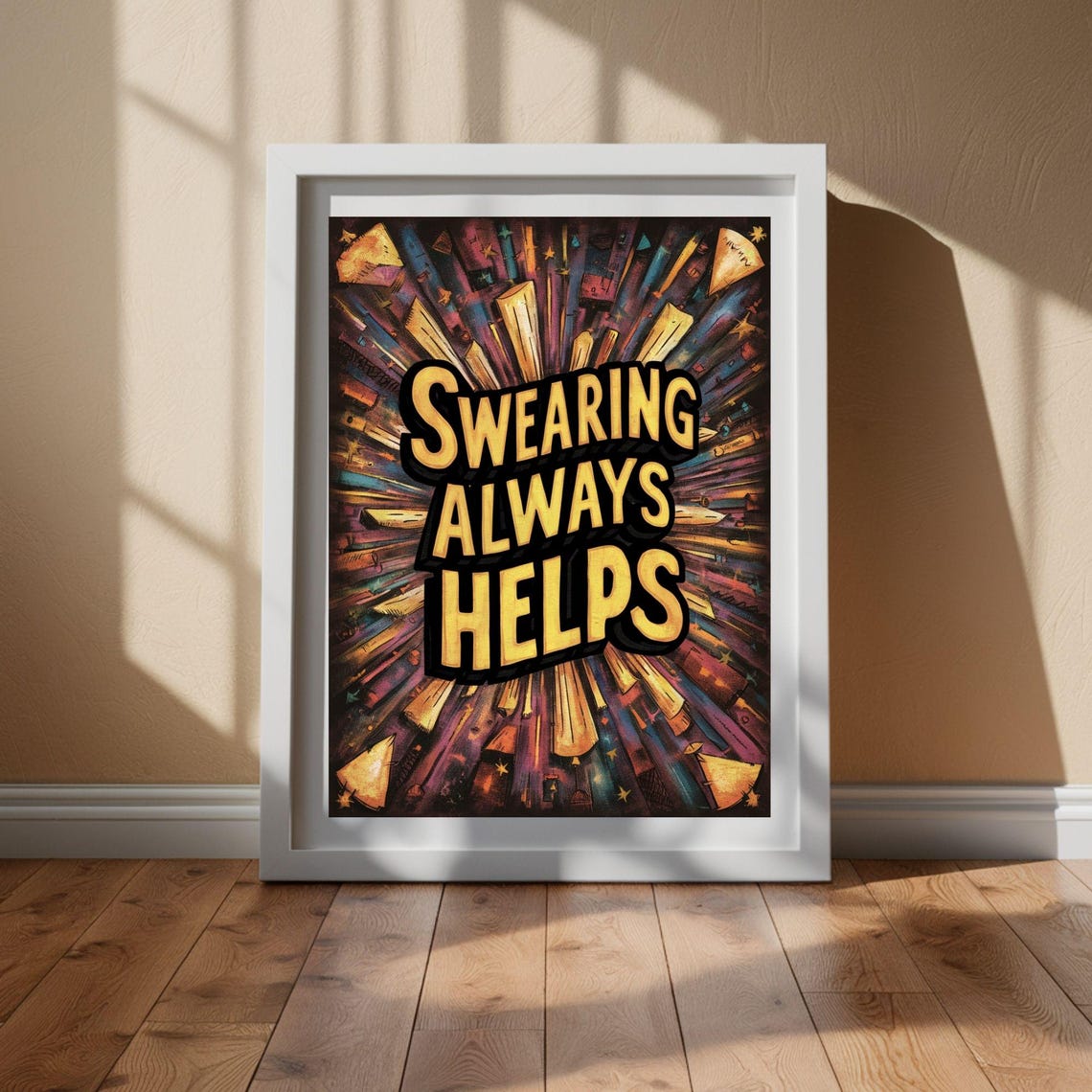 Swearing Always Helps Bold Retro Comic Style Funny Quote Poster