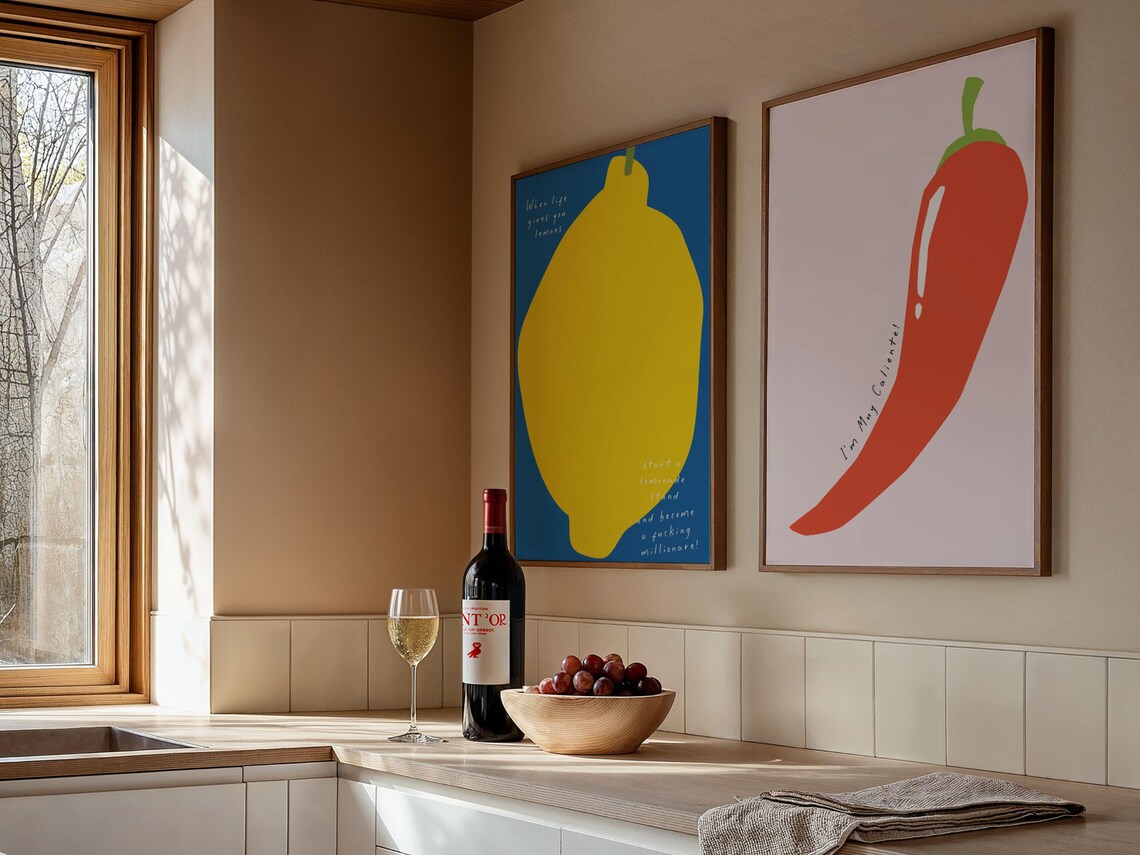 When Life Gives You Lemons Giant Lemon Blue Pop Art Quote Poster - Image 2