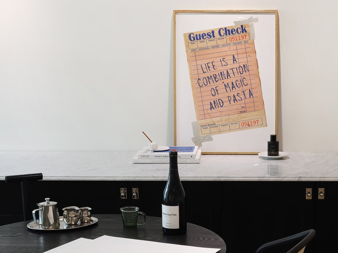 Life Is a Combination of Magic and Pasta Kitchen Guest Check Poster - Image 3
