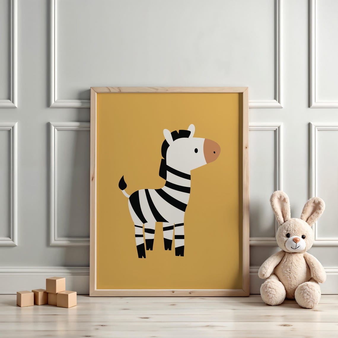 Cute Baby Zebra On Mustard Yellow Safari Nursery Wall Decor Poster - Image 3
