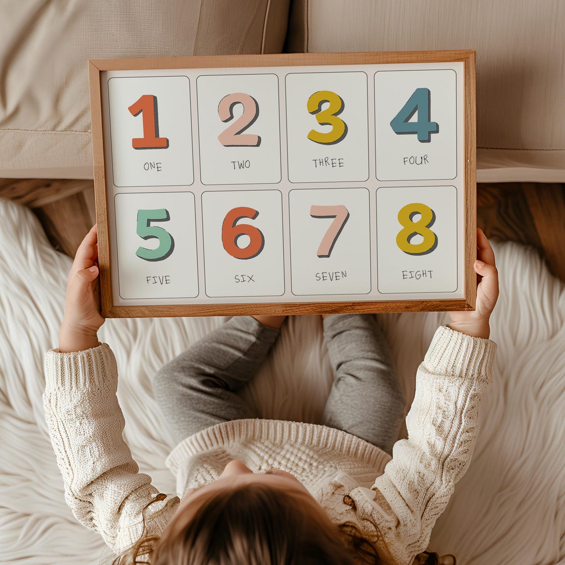 Colorful Numbers One To Eight Flashcard Set Kids Learning Poster - Image 3