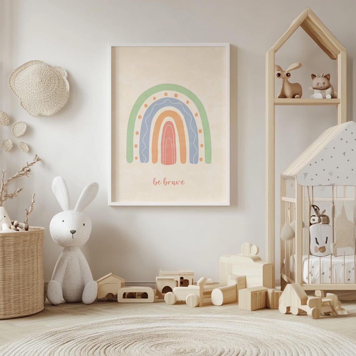 Soft Pastel Rainbow with Hand-Lettered Be Brave Quote Poster - Image 4