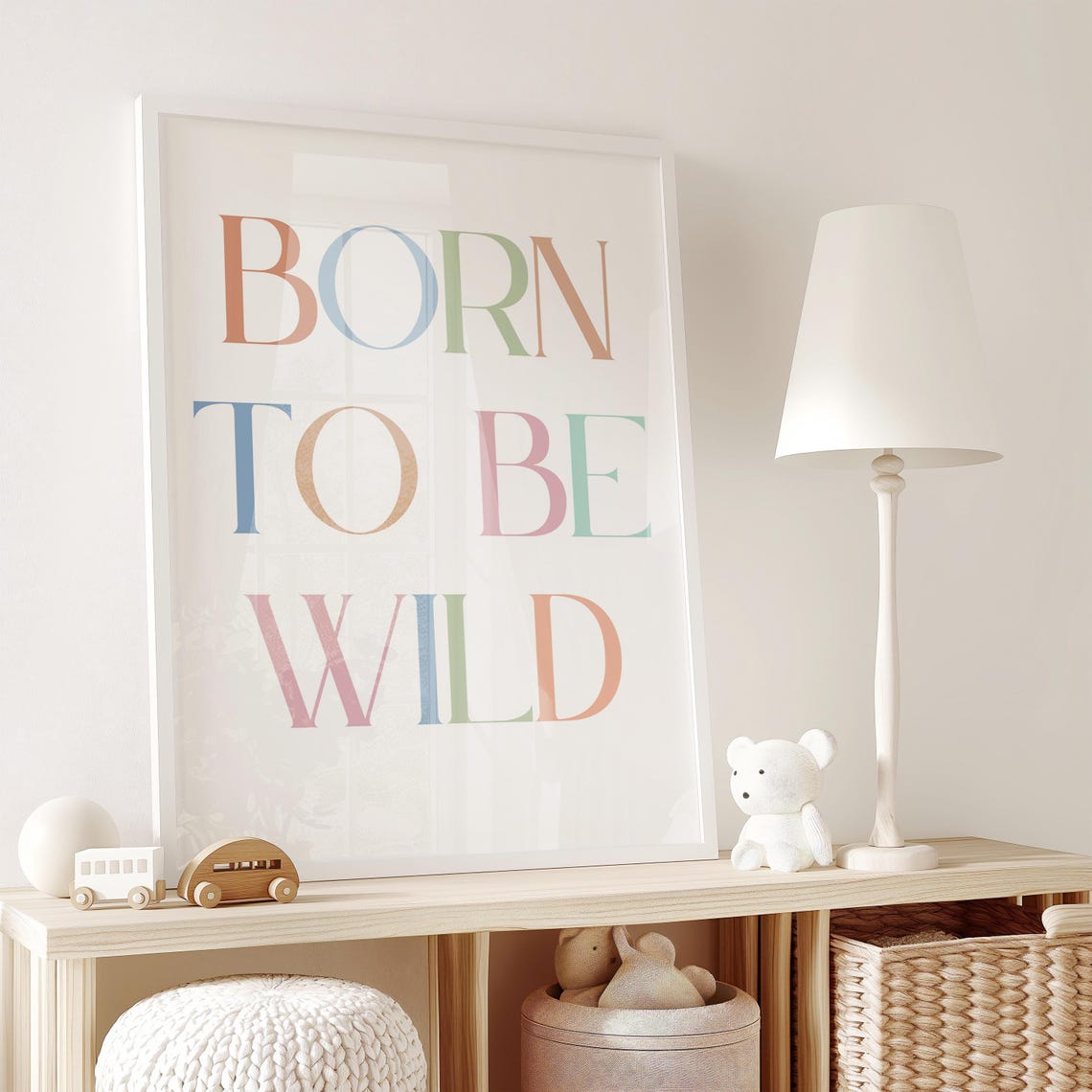 Born To Be Wild Pastel Typography Motivational Kids Room Poster - Image 2