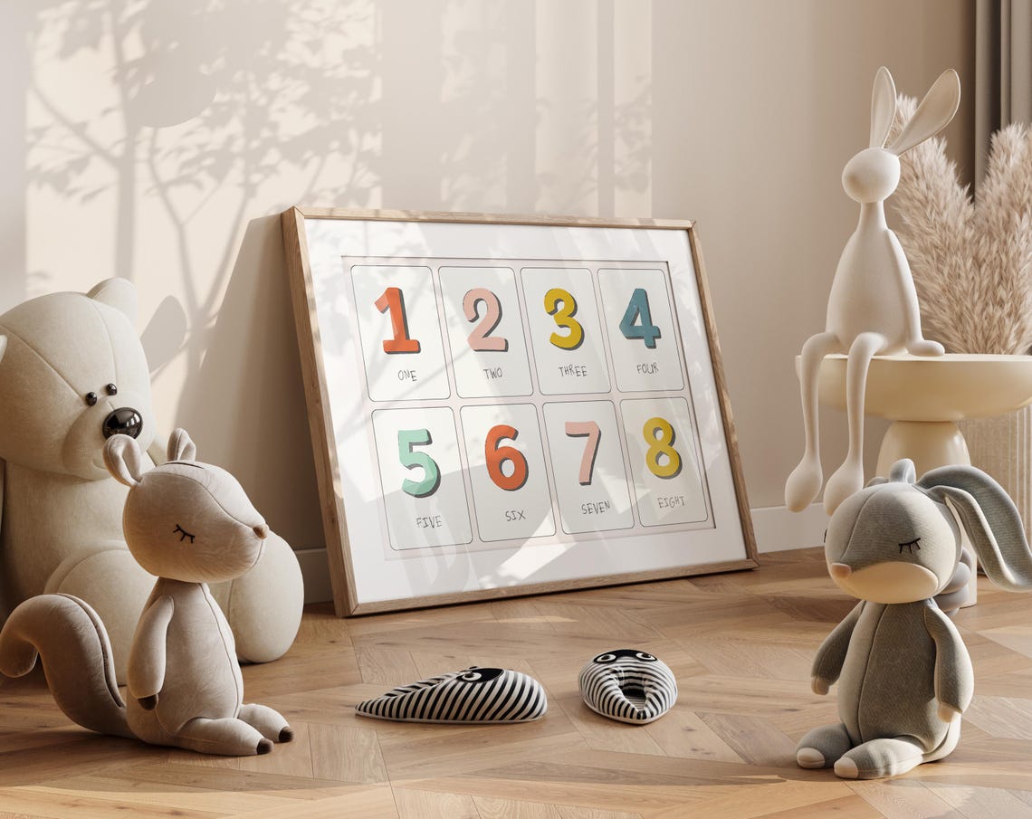 Colorful Numbers One To Eight Flashcard Set Kids Learning Poster - Image 4