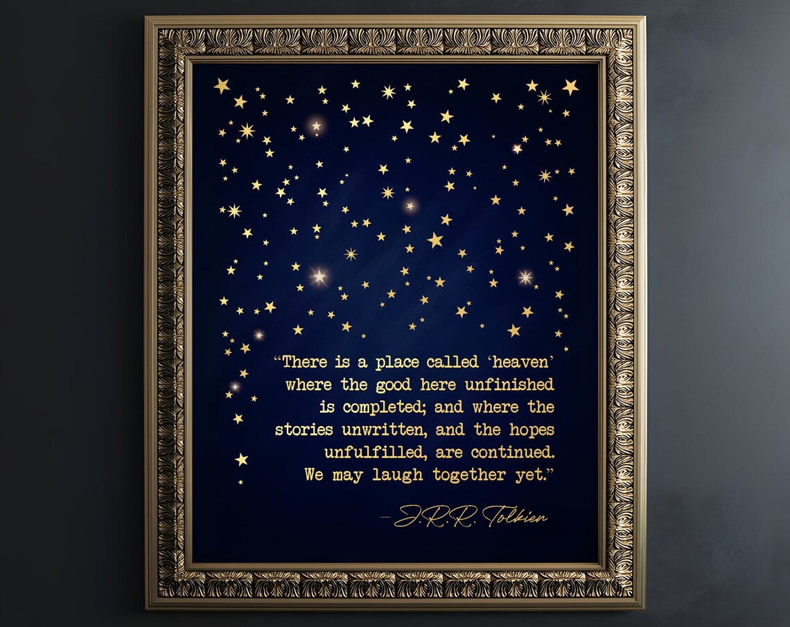 J.R.R. Tolkien Quote, Gold Stars Wall Art Print