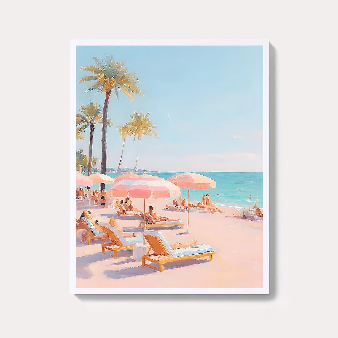 Pastel Pink Umbrella Palm Beach Summer Seaside Retreat Poster