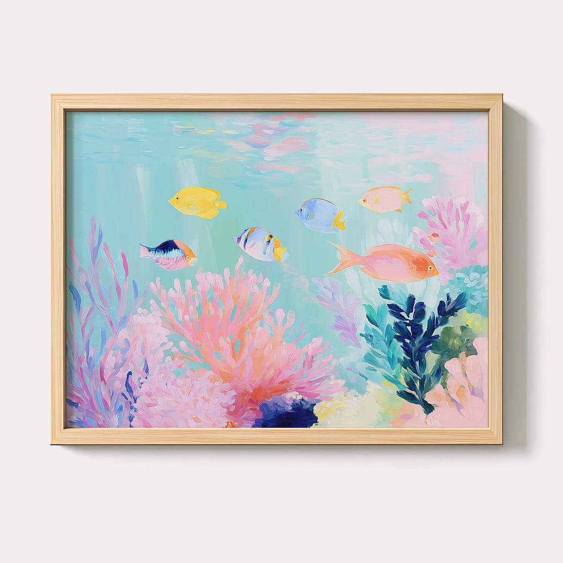 Pastel Tropical Fish Coral Reef Underwater Ocean Nursery Poster