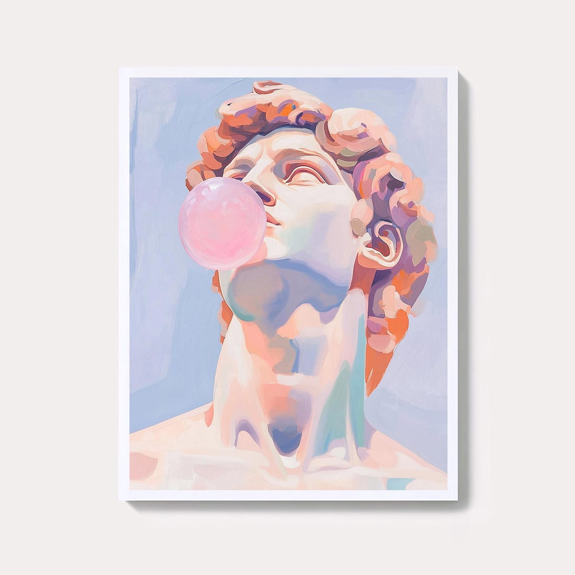 Michelangelo David Blowing Bubblegum Pop Art Portrait Poster