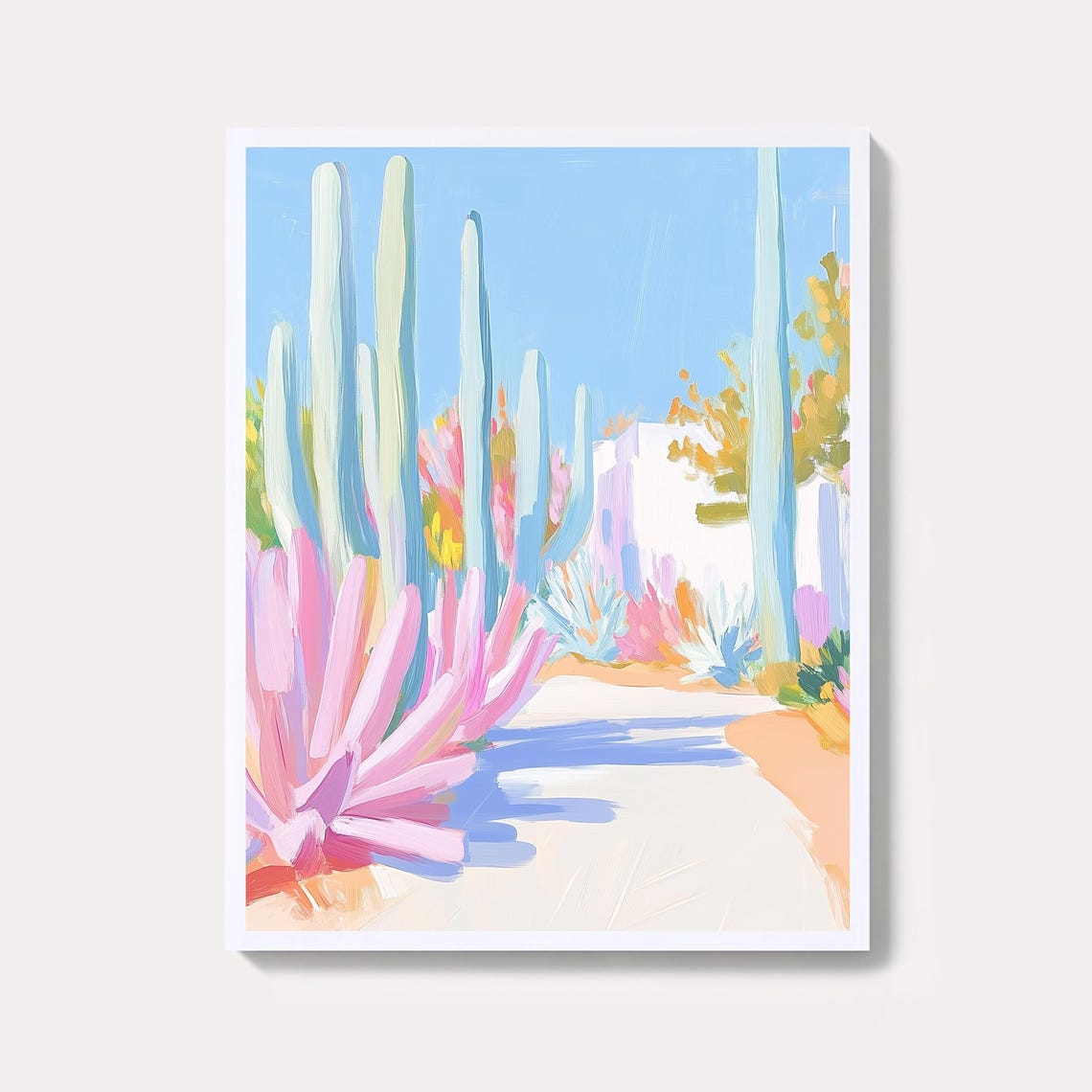 Cactus Garden Painting Desert Botanical Wall Art Print Southwestern Succulent Landscape