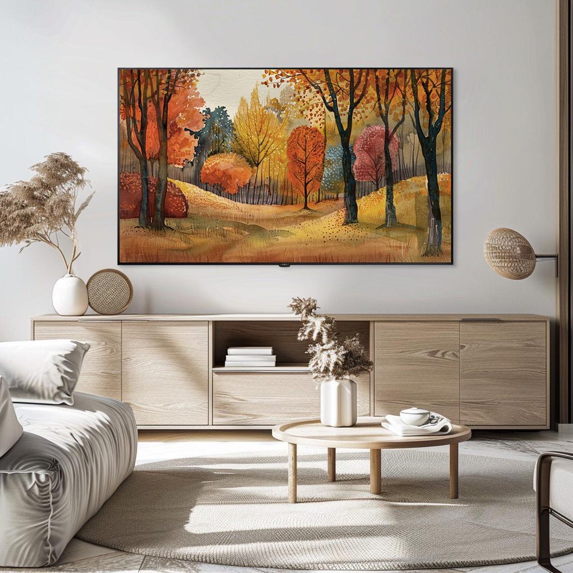 Autumn Forest Watercolor Painting Colorful Fall Trees Poster - Image 5