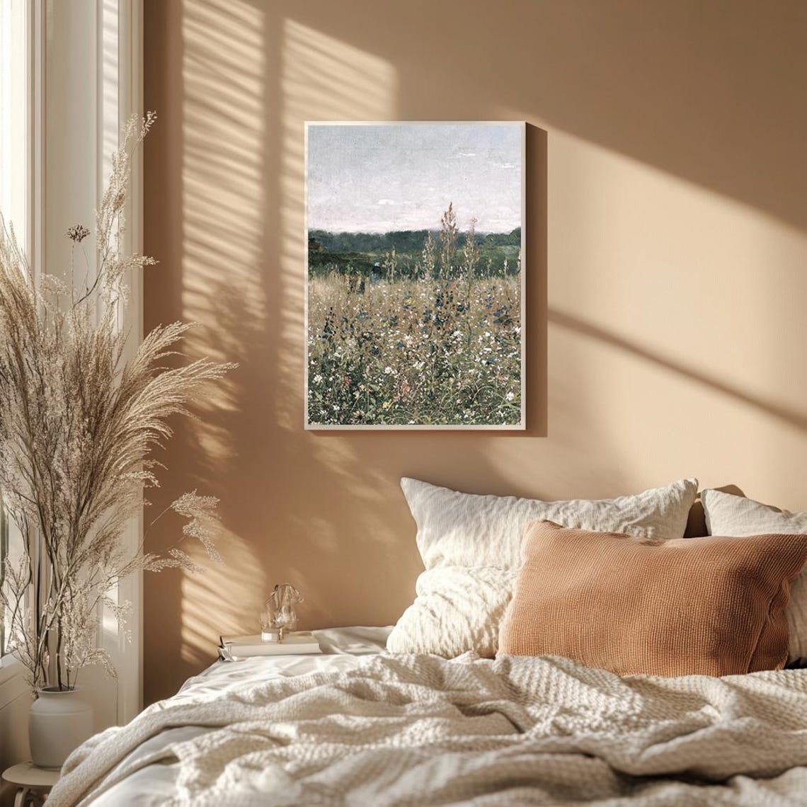 Wildflower Field Tall Grasses Vintage Meadow Painting Poster - Image 2