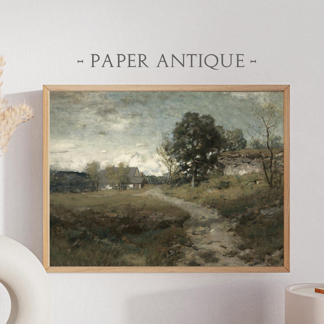 Rustic Country House with Trees and Path Vintage Painting Poster