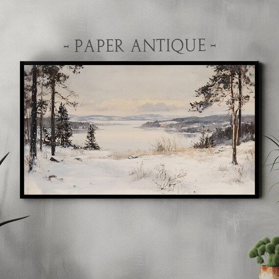 Serene Winter Landscape Painting Tranquil Snowy Valley Poster