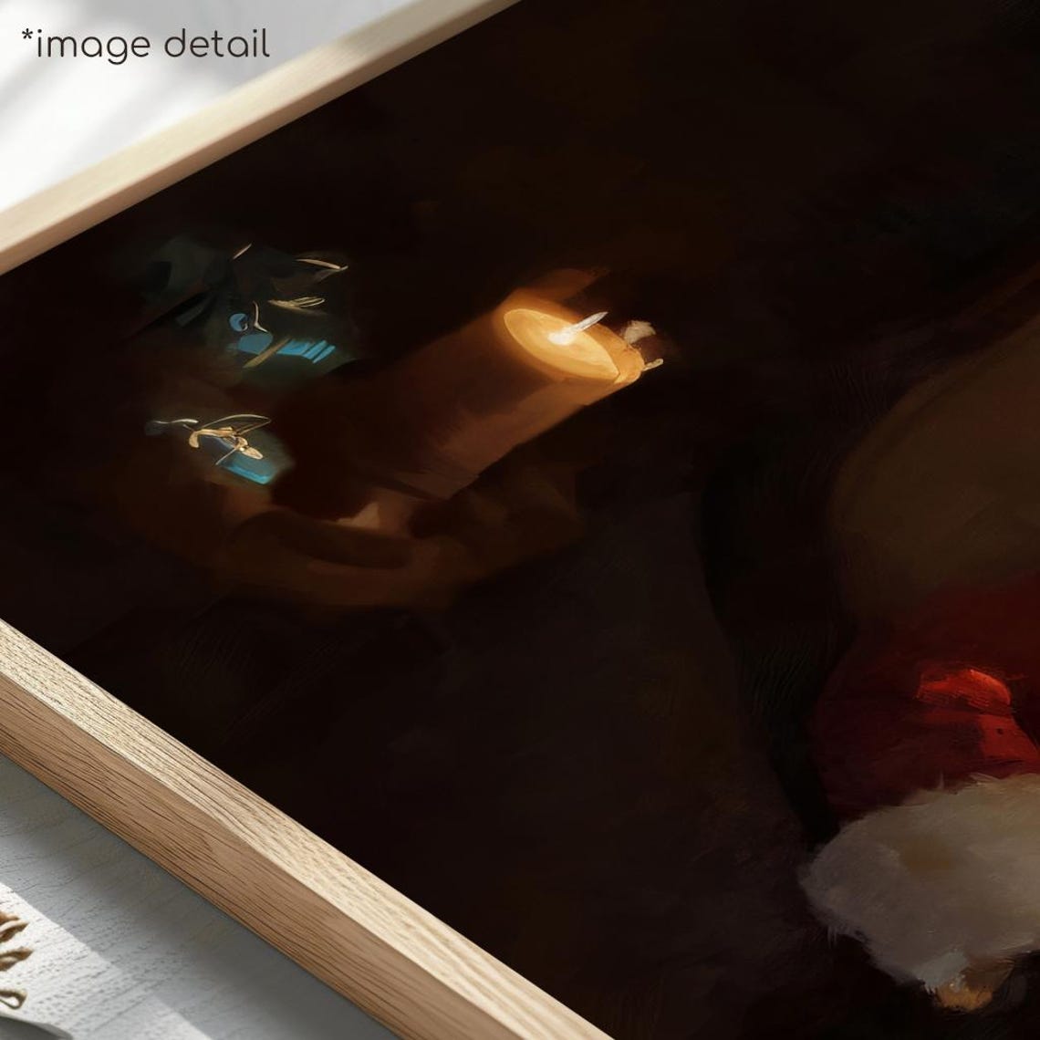 Mrs Claus Reading Book Cozy Christmas Painting Vintage Poster - Image 4