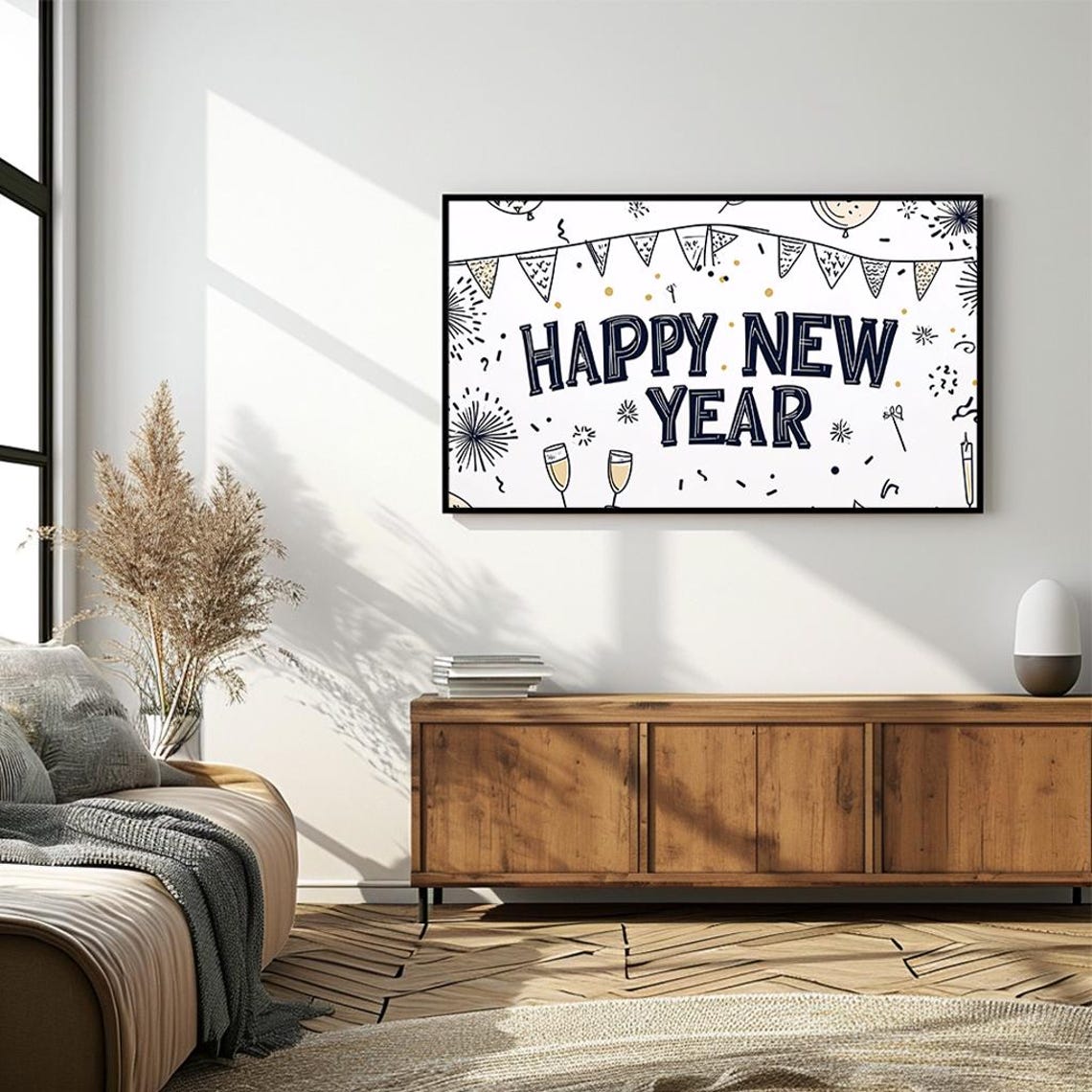 Happy New Year Hand Lettered Doodle Celebration Party Decor Poster - Image 4