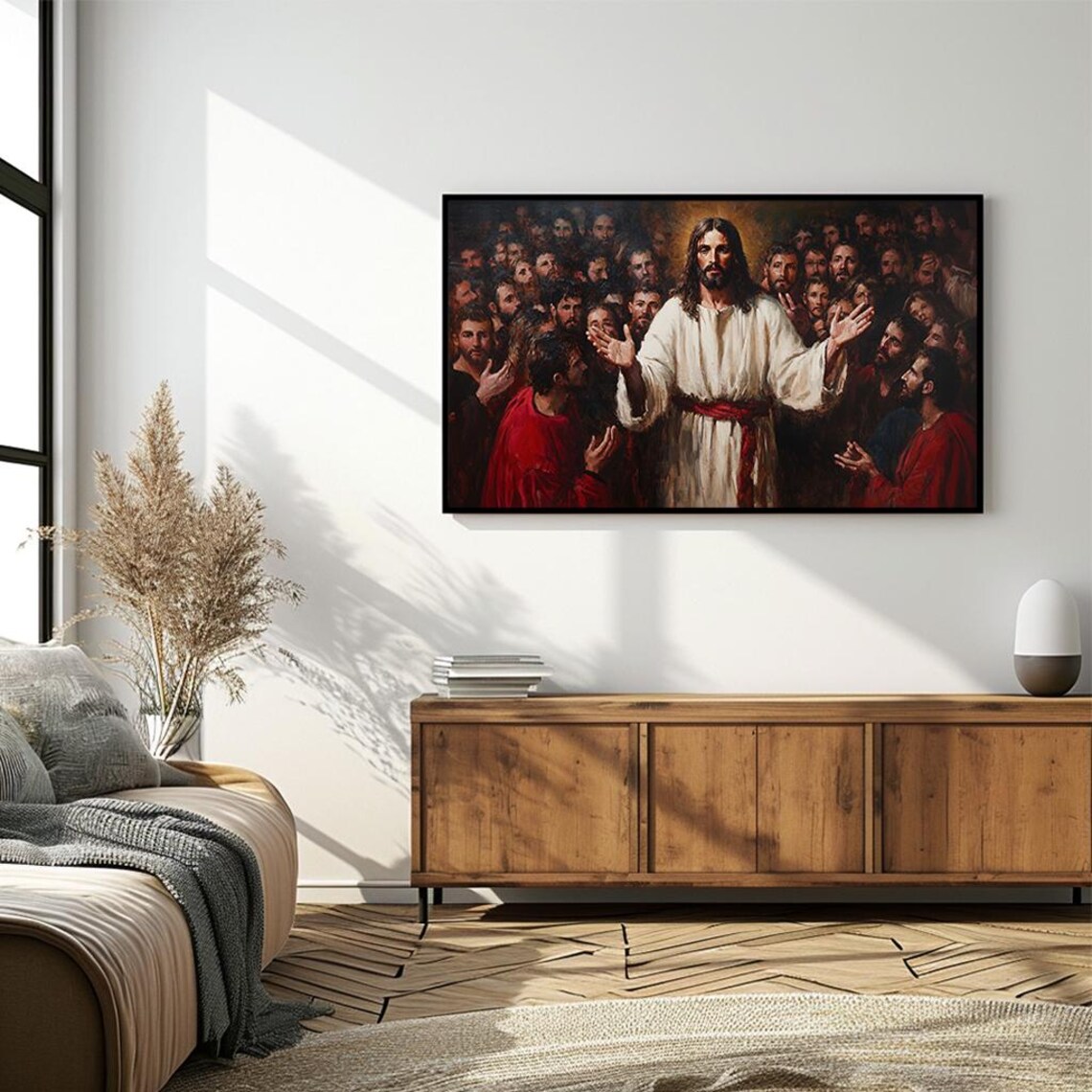 Jesus Christ Preaching to the Multitude Classical Religious Painting Poster - Image 4