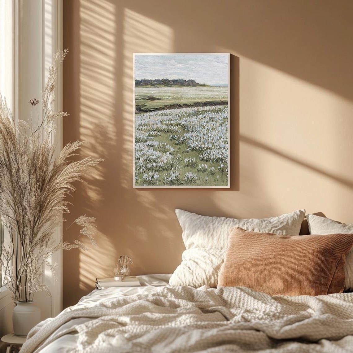 Spring Wildflower Meadow White Blossoms Rural Landscape Poster - Image 2