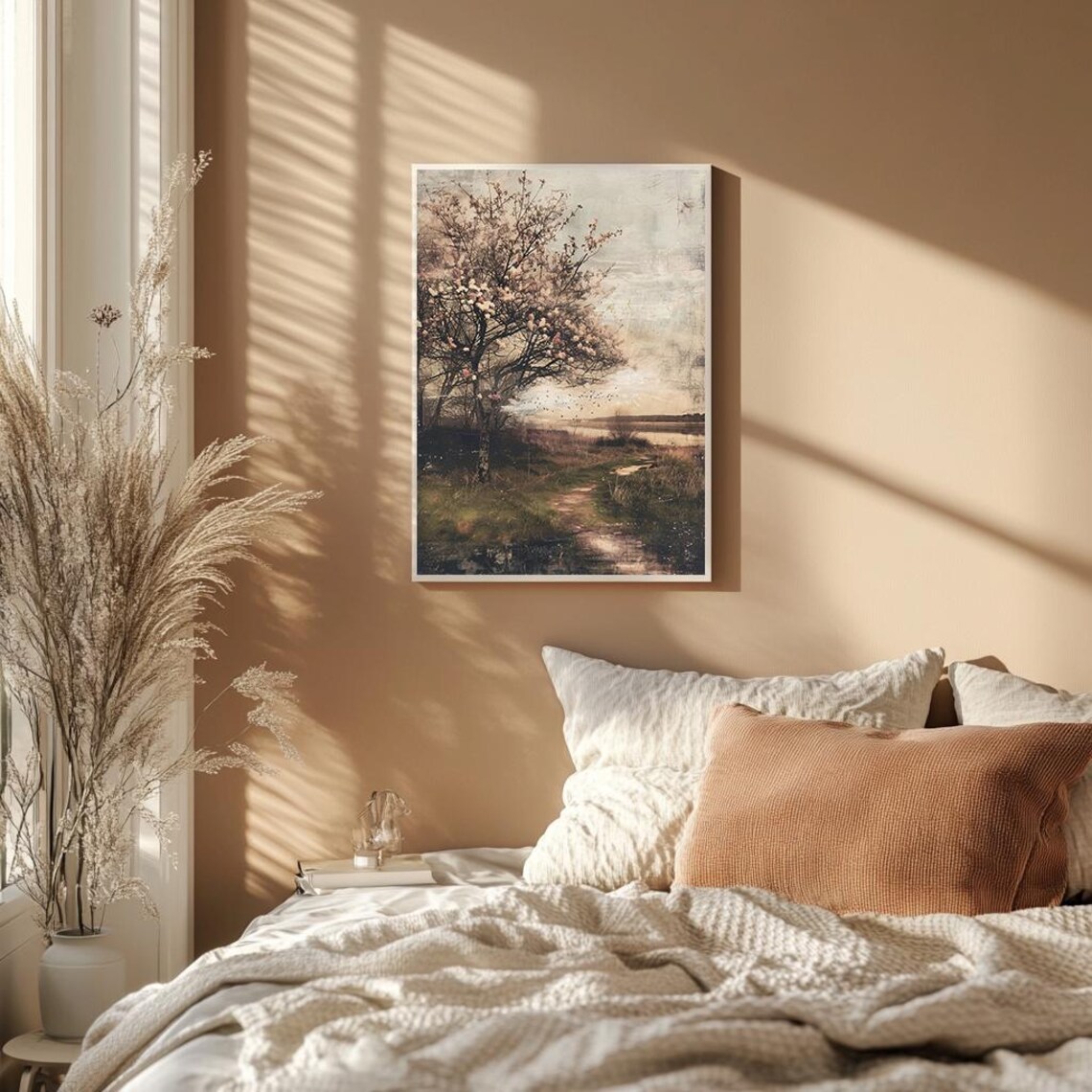 Vintage Inspired Spring Tree By The Lake Art Print - Image 2