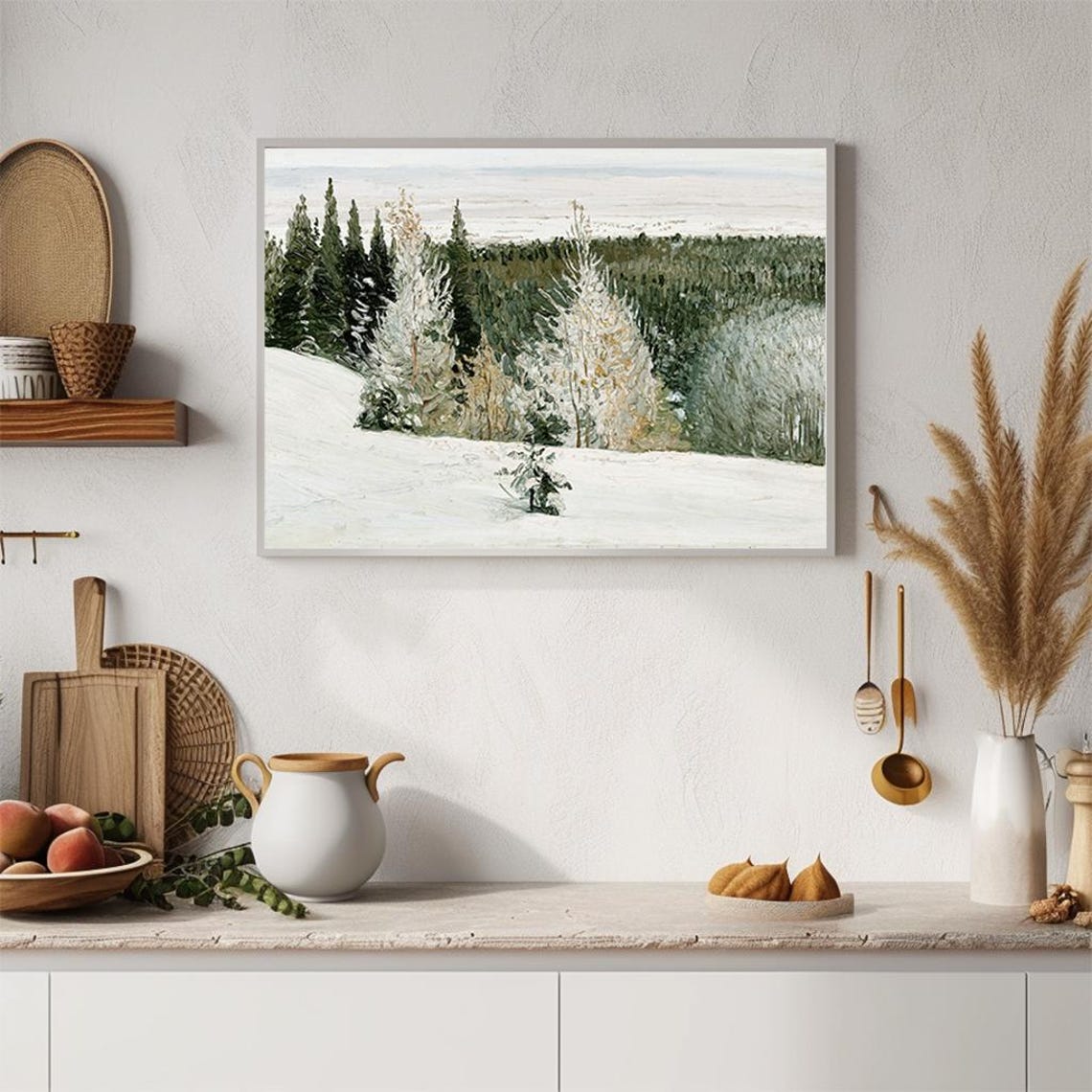 Winter Forest Snowy Pine Trees Impressionist Landscape Painting Poster - Image 4