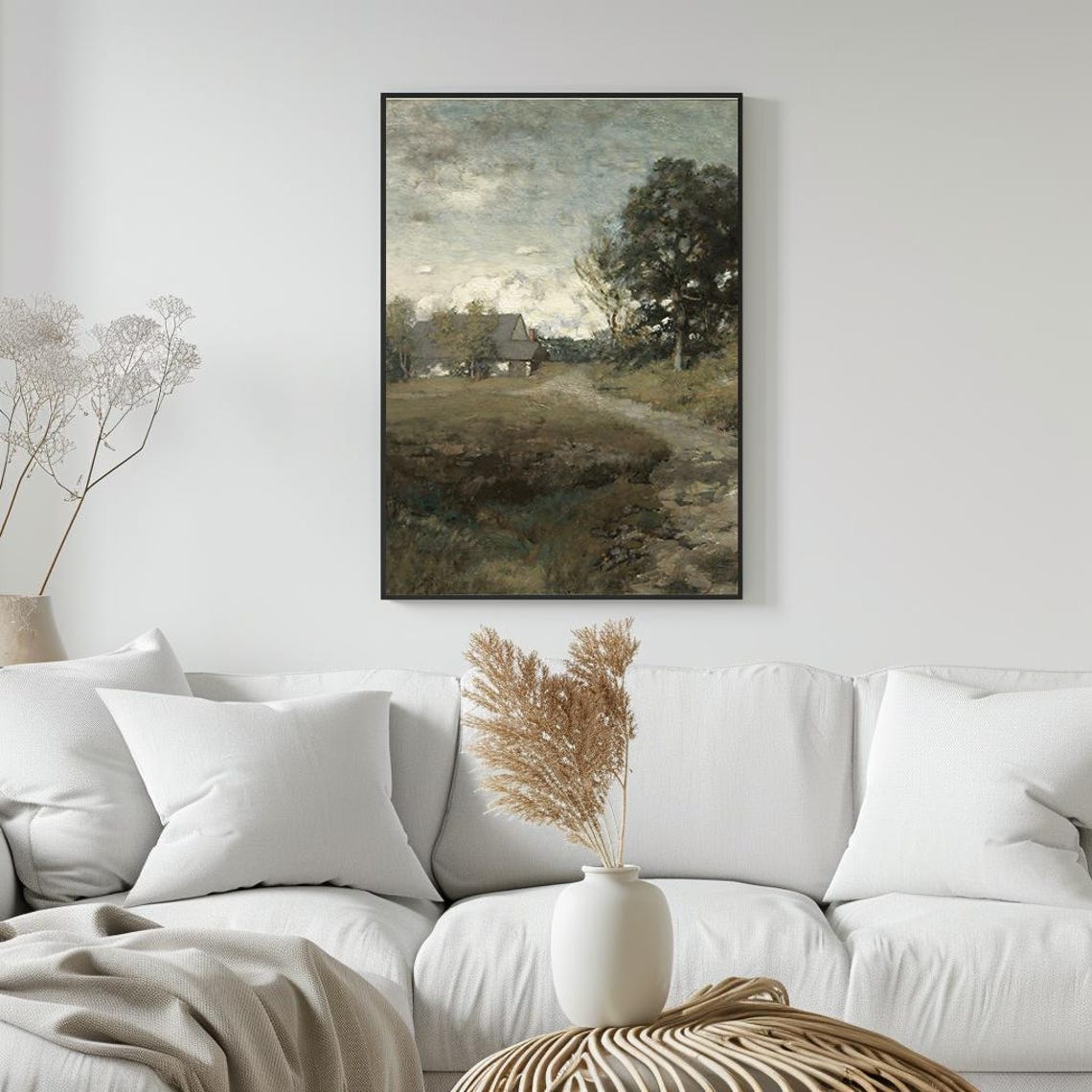 Farmhouse Path Oil Painting Rustic Countryside Landscape Wall Art Print Pt - Image 5