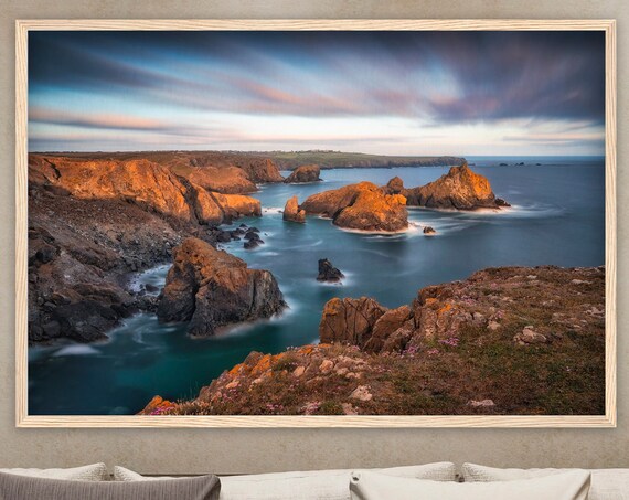 View From The Cliffs Premium Wall Picture With Wooden Frame Wall Art England Cornwall Nature Pictures Poster Print Fine Art Photography