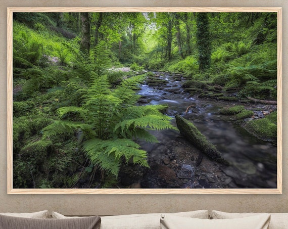 At The Green Stream River Landscape Premium Wall Picture With Wooden Frame Wall Art Living Room Decoration Art Print Poster Fine Art Photography