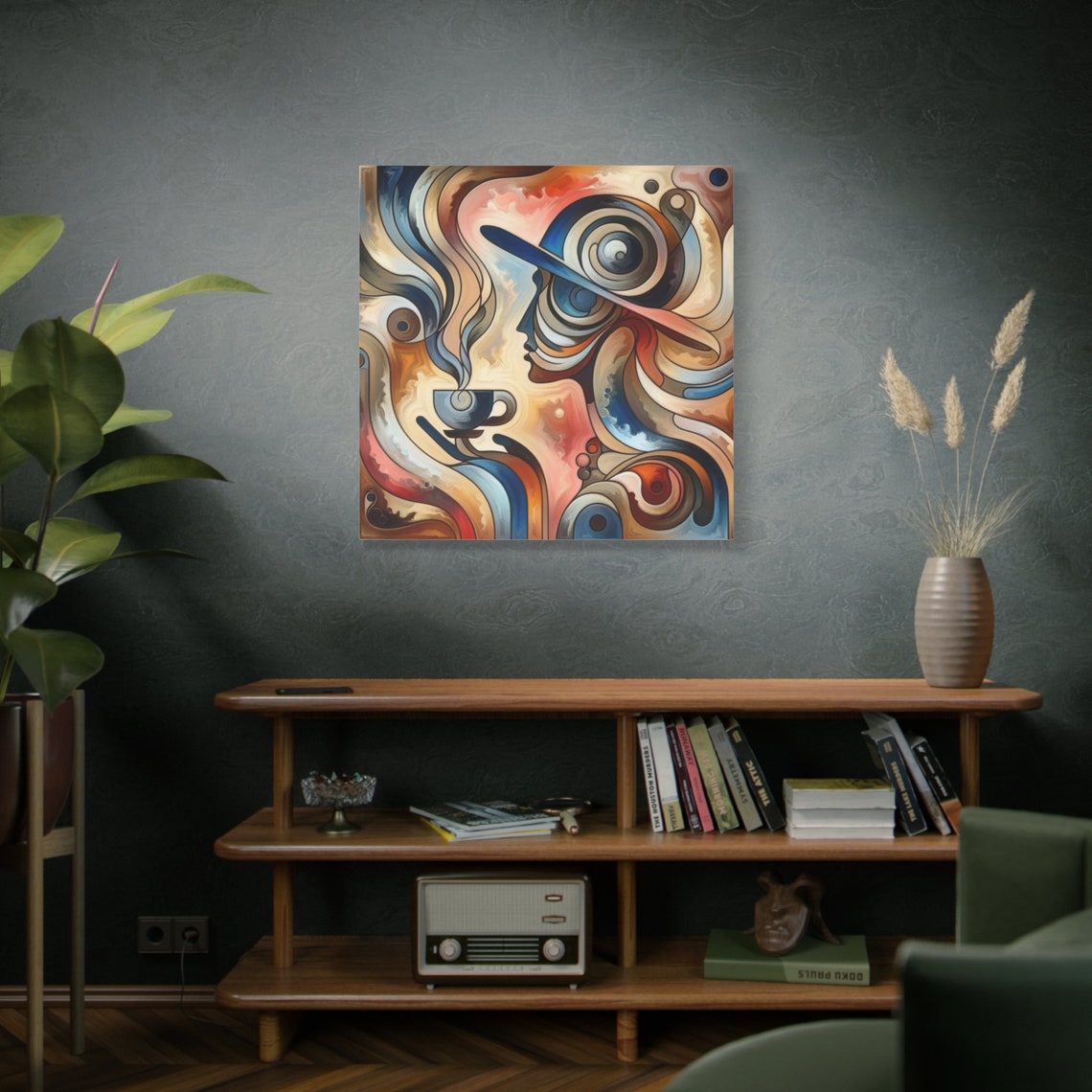 Coffee Time Wall Art Woman Drinking Coffee Art Modern Wall Decor Coffee Lover Gift Coffee Cup Wall Art Stretched 125 - Image 2
