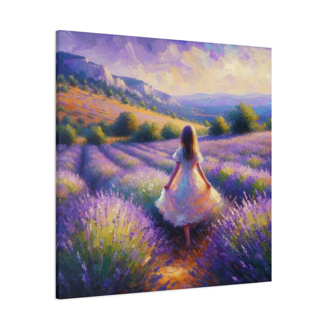 Girl in Lavender Field Sunset Provence Purple Flower Wall Poster - Image 3